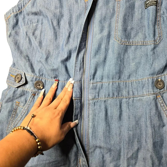 Wildfang Essential Chambray Sleeveless High Waisted Coverall Size: M - Picture 5 of 9